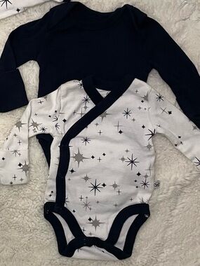 The Honest Company Navy & White Star-Print Baby Onesies - 2-Pack- Organic Cotton